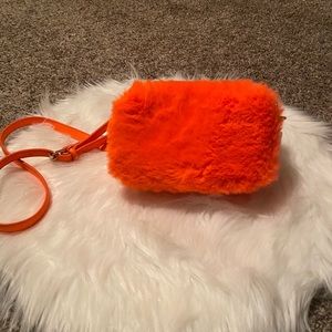 Orange furry crossbody